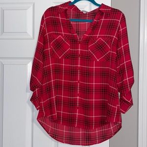 Plaid button up blouse from Express.